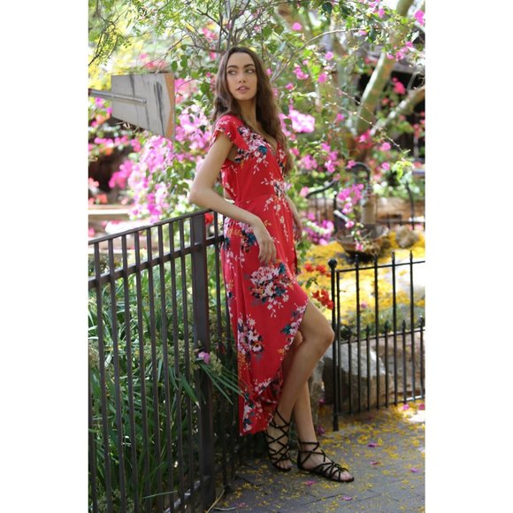 Angie Floral Maxi Romper, Red - Picture 3 of 4